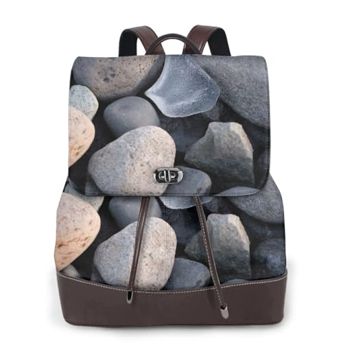 Sac à dos chic en cuir PU imprimé pierres sous la glace, élégance et sécurité au quotidien