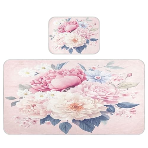 Burbuja Baby Cooling Mat Elegant Floral Bouquet Bed Pad Ice Silk Cool Mat for Crib Mattress, Sleeping Pad with Pillowcase for Girl Boy, 28x52 in