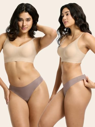 Image of Seamless Thong Period Underwear for Women Teens Light Flow Moisture Wicking Side Leak Prevention Panties 3 Pack