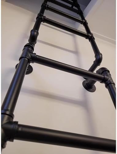 Heavy Duty 8ft Metal Wall-Mounted Ladder - Durable Outdoor Loft Access Ladder for Roof/Garage, 330lbs Load Capacity, Sturdy Design for Easy Climbing and Safety