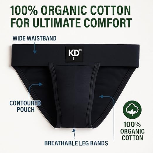KNK Men’s Gym Jockstrap Supporter with Back Cover | 100% Organic Cotton Jockstrap with Cup Pocket | Sports Fit2