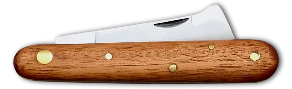 DUE BUOI 202L Coltello da Innesto per Mancini Professionale Alberi da Frutto e Giardinaggio Acciaio Carbonio Böhler K720, Manico in Legno