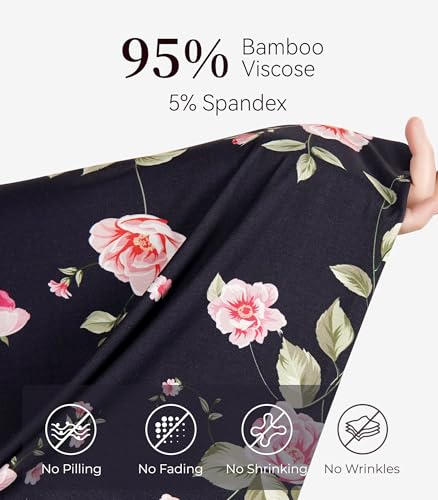 Image of NACHILA Pajamas for Women-Viscose Made from Bamboo, Sleeveless Pjs Top and Capri Pants Pajama Set Cool Pleated Sleepwear