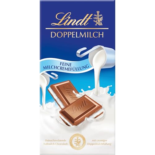 Lindt Schokolade | Doppelmilch Tafel | 100g | zartschmelzender Vollmilch-Schokolade mit cremiger Doppelmilch-Füllung | Schokoladen-Tafel