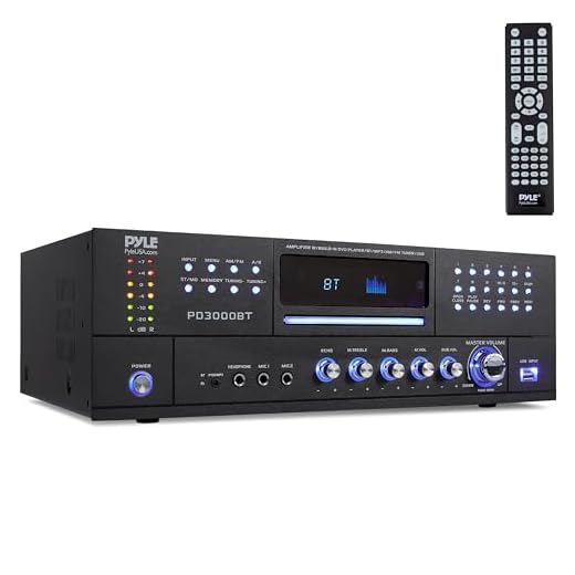 Pyle 4-Channel Home Theater Bluetooth Amplifier Receiver - 3000 Watt Stereo Speaker Home Audio Receiver w/ Radio, USB, 2 Microphone w/ Echo for Karaoke, CD DVD Player, LCD, Rack Mount - Pyle PD3000BT