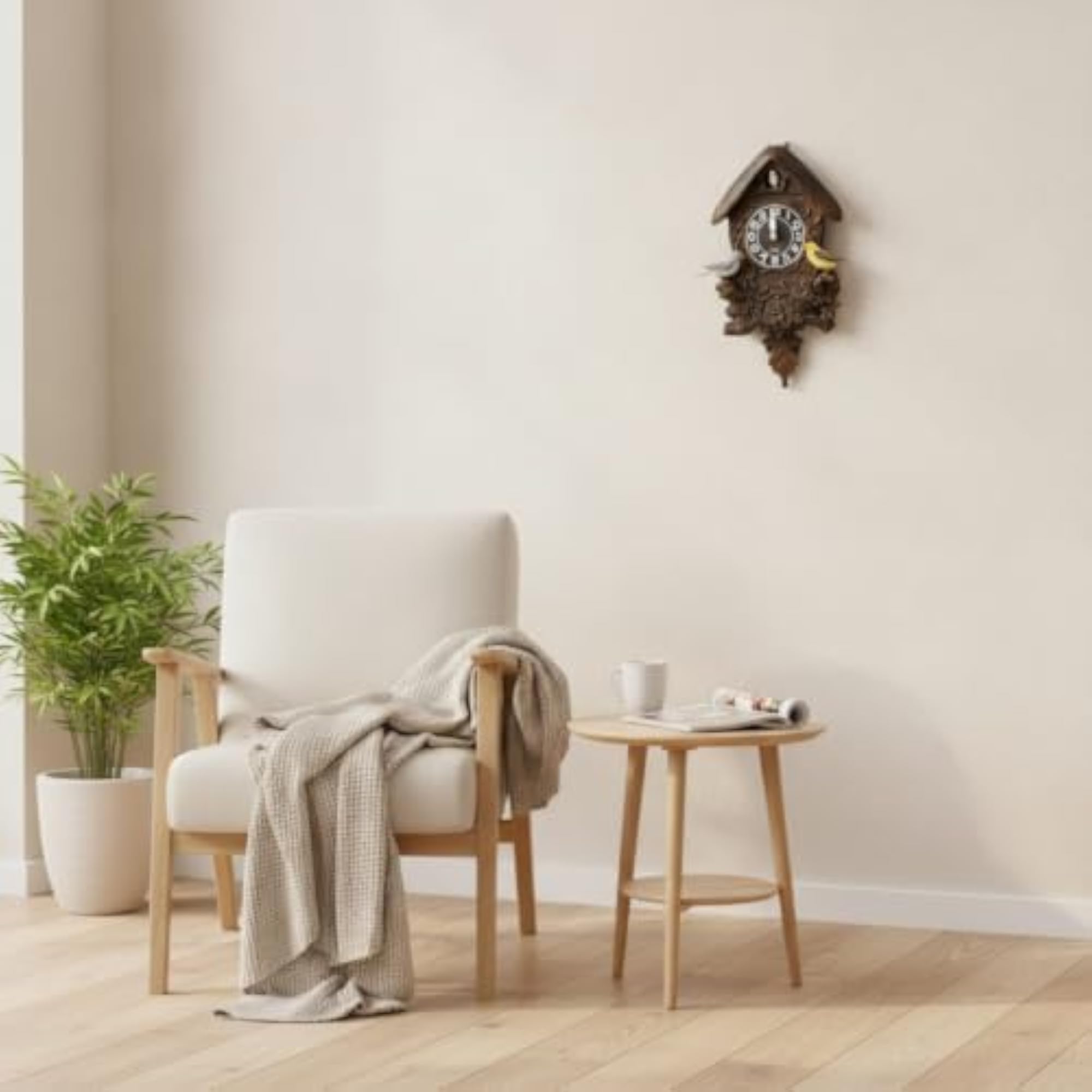 Quartz Cuckoo Clock with Pendulum, Analog Sound-Controlled