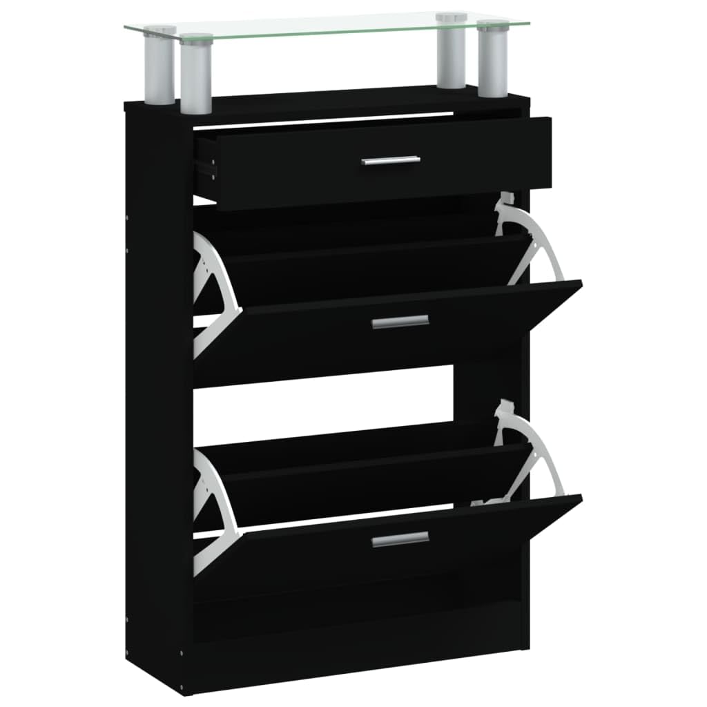 vidaXL Mueble Zapatero Armario Zapatos Estantería Almacenamiento Entrada Pasillo Recibidor Sala de Estar Madera Contrachapada Negro