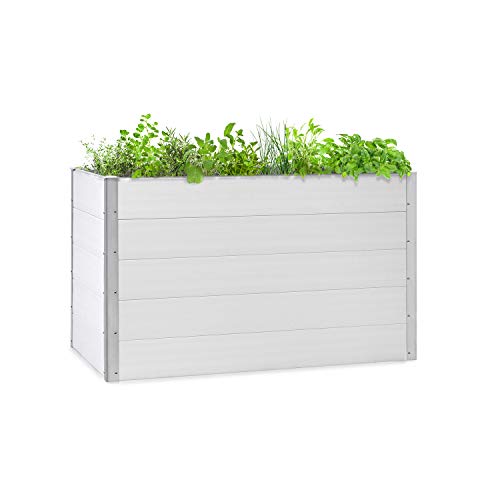 blumfeldt Nova Grow Gartenbeet,150 x 91 x 100 cm (BxHxT),Material: WPC mit UV-, Rost- und Frostschutz,Holzoptik,rückenschonende Höhe,einfacher Zusammenbau,weiß