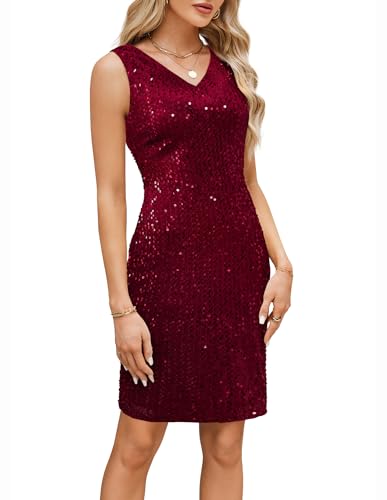 GRACE KARIN Retro Damen 50S Knielang V Ausschnitt Kleid Bleistift Kleid CL289-4 S