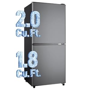 Fridge with Bottom Freezer and Drawer, 3.8 Cu.Ft Double Door Refrigerator with 7 Adjustable Temperature Settings for Bedroom, Dorm, Office, Apartment, Large Capacity, Black