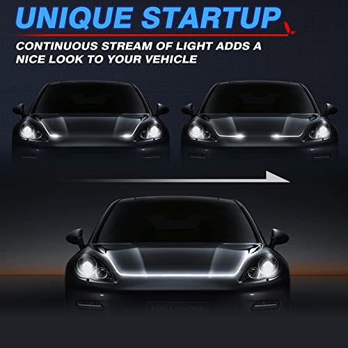 Mictuning 71 Inches Car Hood Light Strip, Dynamic White Car Led Strip Lights, Exterior Flexible Led Strip Waterproof Daytime Running Light Strip For Cars, Suvs, Trucks #TOP2