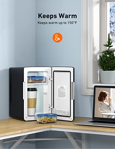 Astroai Mini Fridge 2.0, 6 Liter/8 Cans Skincare Fridge 110V Ac/ 12V Dc Portable Thermoelectric Cooler And Warmer Refrigerators For Bedroom, Beverage, Cosmetics (Black) #TOP5