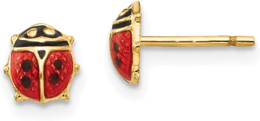 14K Yellow Gold Madi K Enamel Ladybug Post Earrings