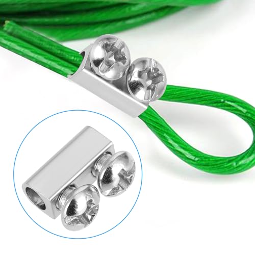 Trinkrittey 589480_1_P1MZYFVM 20 Pcs Upgraded Wire Rope Cable Clamps Stainless Steel Wire Rope Clamp Adjustable Double Hole Wire Rope Clamp thumb #4