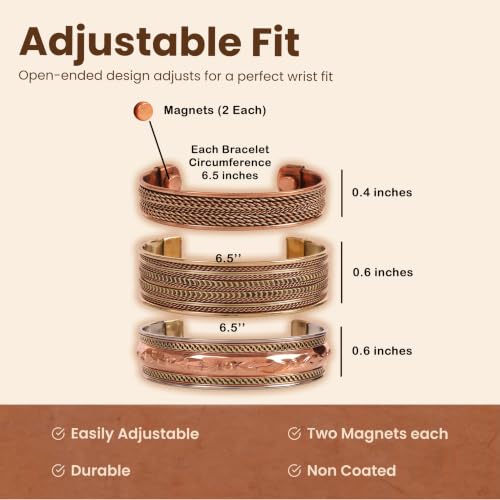 Image of Touchstone Indian Three Metal Copper Brass Peace Healing Chakra Yoga Meditation Mantra Jewelry Bracelet for Women and Men.