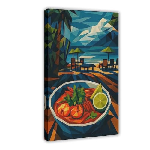 Poster cubiste thaïlandais en toile 40x61 cm pour la déco de chambre