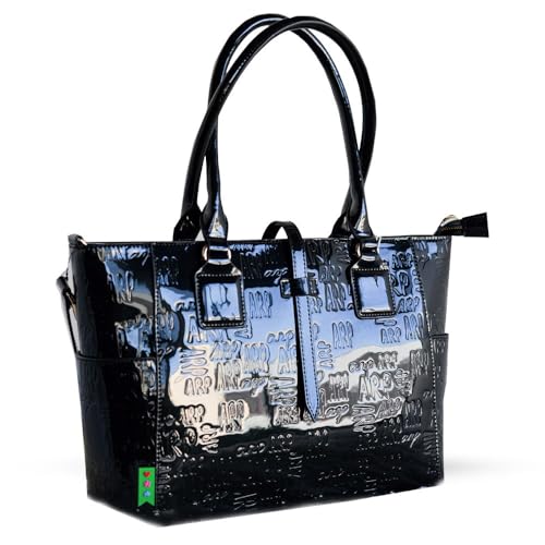 Agatha Ruiz de la Prada Bolso Shopper azul charol con logo ARP grabado