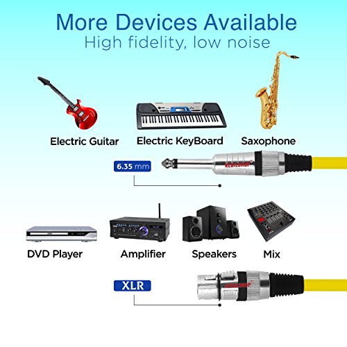 Image of Microphone Cable 3 Pin XLR Female to 1 /4 inch TS 6.35 mm Male 5 Meter /16 Feet, TS to XLR Female Cable For Dynamic Microphone,Amplifier... (YELLOW)