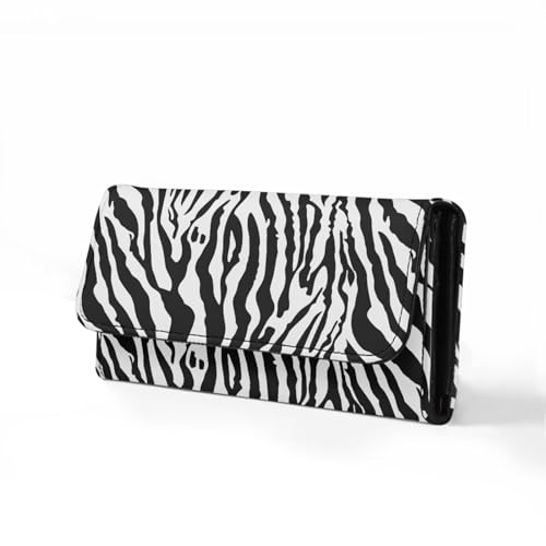 AFPANQZ Zebra Pattern Women's Wallets Large Capacity with RFID Protection Waterproof Leather Long Clutch Phone Holder Zip Pocket, Buckle Closure, Ladies Purse4