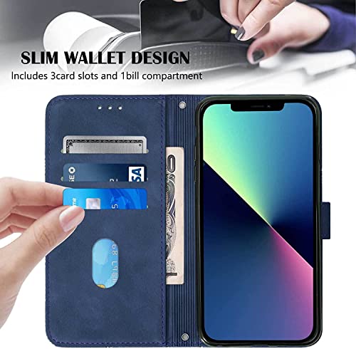 Étui portefeuille iPhone 13 Mini bleu clapet protection intégrale
