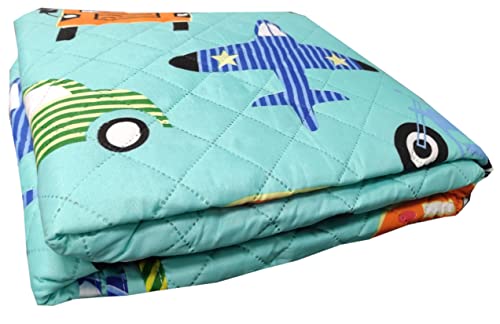 COMERCIAL CANDELA FELPUDOS Y ALFOMBRAS Colcha Primavera y Verano Poliester Diseño Dibujo Aviones y Coches Infantil para Cama de (Cama 90)