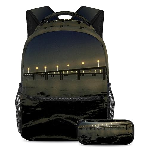 Sac à dos Pont de Nuit grand volume avec trousse assortie pour l'école
