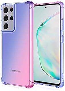 DEFBSC Gradient Case For Samsung Galaxy S21 Ultra 5G, Gradient Color Phone Case Ultra Slim Crystal Clear Protective TPU Bumper Back Cover for Samsung Galaxy S21 Ultra - Blue Pink