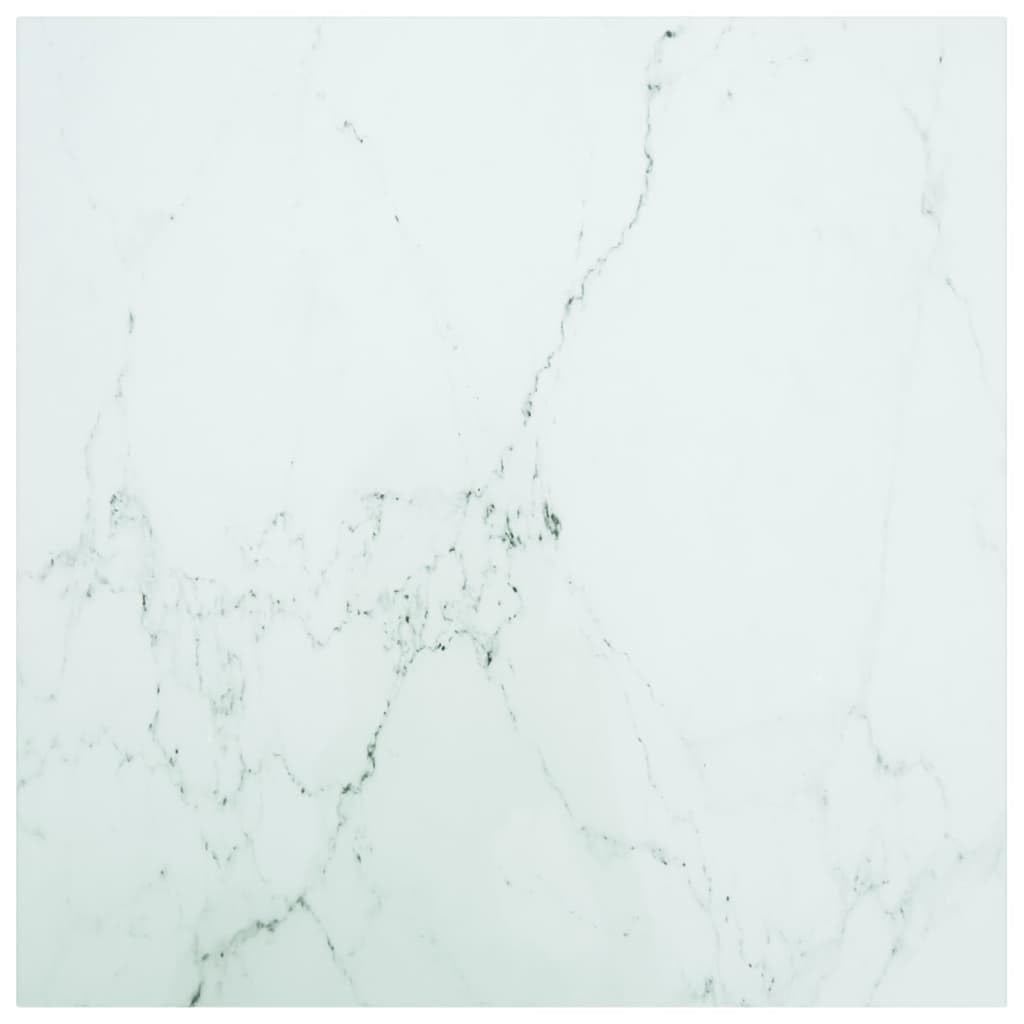 vidaXL Table Top Replacement Dining Table Coffee Table Replacement White 70 x 70 cm 6 mm Tempered Glass with Marble Design