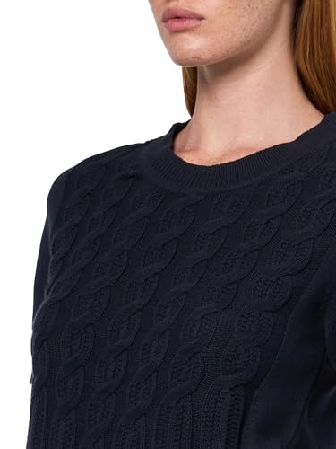 Image of Nautica Women's Short Sleeve Crew Neck Cable Solid Sweater