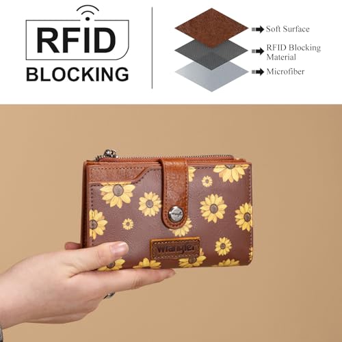 Wrangler Wallet for Women Bifold Card Holder with Zipper Pocket Ladies Clutch Purse with ID Window WG204-W0021BR - image 2