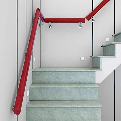 Rampe d'escalier de villa en bois véritable avec garde-corps mural de sécurité - 2