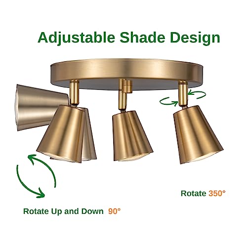 CRAFTRONOS 3 Light Track Lighting Kit, Matt Brass Finish Canopy with Moden Flush Mount Ceiling Spotlight for Kitchen,Dining,Living Room,Home Improvement by CRAFTRONOS - Image 4