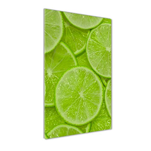 Impression sur verre acrylique 50x100 déco mural de citrons verts design