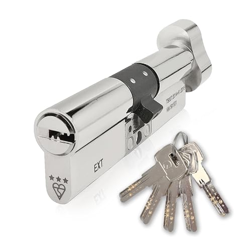 IRONWORX® Spectre Nickel 60mm (Turn) / 35mm (Key) (95mm) Maximum-Security Police Approved TS007 BSI 3 Star Euro Cylinder Door Lock with Escape Thumb Turn Function