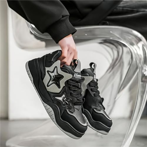 Exusiai Chunky Sneakers for Men Fashion Design Star Y2K Shoes Comfortable Skateboard Walking Platform Dad Shoes White/Black/Green4