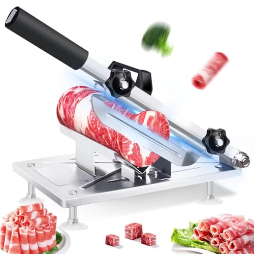 Image of Manual Frozen Meat Slicer Meat Cutter Upgraded Stainless Steel Meat Cleavers Beef Mutton Roll Slicing Machine Vegetable Meat Slicer for Home Cooking Hotpot Shabu wg