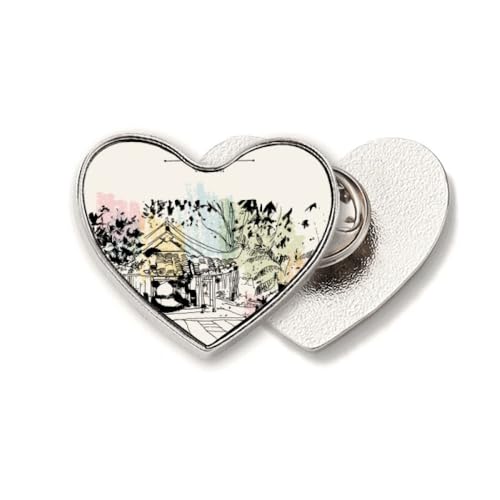 En fredlig paviljong i Lijiang i Kina hjärta metall brosch klämma kärlek