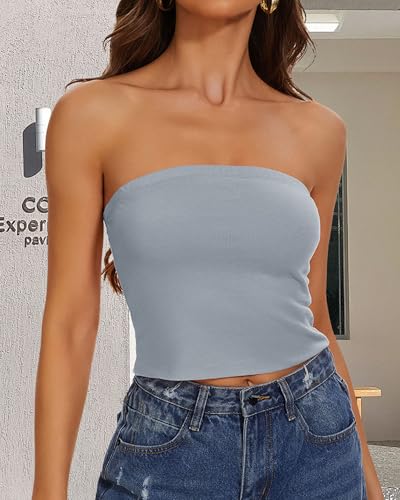 Image of Summer Tube Tops Basic Crop Tops for Women Strapless Tank Casual Tunics Sexy Short Shirts 2026