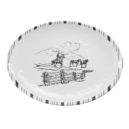 Paseo-Road-by-HiEnd-Accents-Ranch-Life-14-Piece-Melamine-Dinnerware-Set-with-Plates-Bowls-and-Serving-Platter-Black-and-White-Southwestern-Rustic-Cabin-Lodge-Farmhouse-Style Paseo Road by HiEnd Accents Ranch Life 14 Piece Melamine Dinnerware Set with Plates Bowls and Serving Platter Black and White Southwestern Rustic Cabin Lodge Farmhouse Style