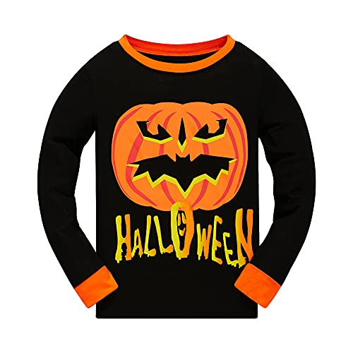 Kids Halloween Pajamas Toddler Boys Skeleton Glow in The Dark Pjs Girls Pumpkin Sleepwear 100% Cotton Clothes Sets 3-10T2