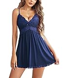 Avidlove Sleepwear for Women Modal Nightgown Babydoll Nightie Full Slip Lingerie Dress (Navy Blue, XL)