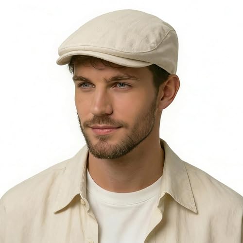 ZLYC Hommes Coton Casquette Plate Léger Ivy Irish Cabbie Équitation Chapeau Été Newsboy Chapeaux
