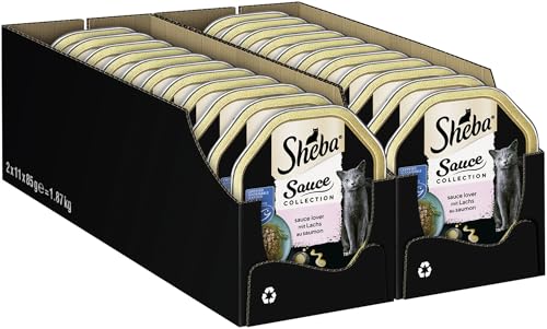 SHEBA Schale Nassfutter für Katzen Sauce Collection Sauce Lover mit Lachs MSC-Zertifiziert 2 x 11 x 85g – Ansicht 1