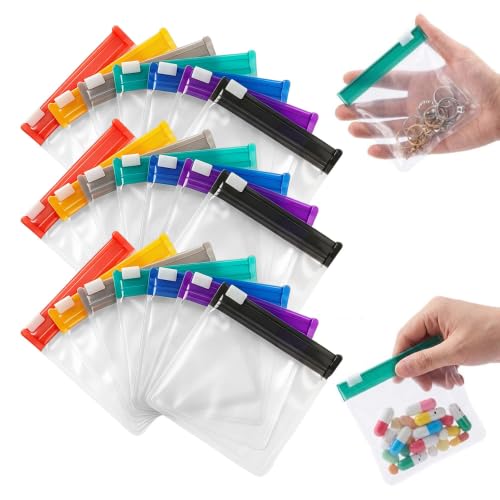 Self-sealing zipper medicine bags 2026 New Reusable Pill Pouch Bags Travel Plastic Bags with Slide Lock for Storage Water-Resistant Pill Pouch Set for Medicine Vitamins Small Items Daily Use (21pcs)