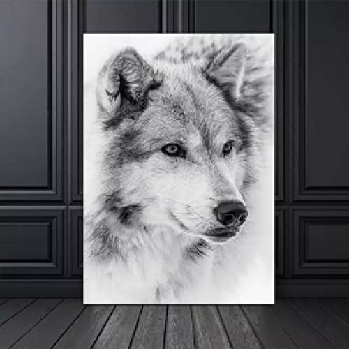 Wanddeko WohnzimmerNordic Style Wild Animal Wolf Poster Schwarz Weiß Poster Und Kunstdrucke Wand Bilder Bild Für Wohnzimmer Dekor50x75cm Cover