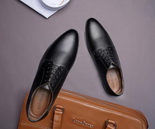 Image of LOUIS STITCH Men's Formal Lace-up Oxford Shoes for Men | Solid Design | Ideal for Formal, Business Casual, and Parties (LSRG OX)