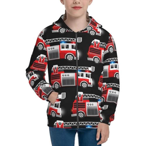 Fire and Rescue Truck Kid Hoodies Boys Zip Up Sweatshirts Girls Pullover with Pocket3