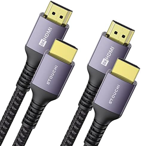 Stouchi HDMI 2.1 Cable 8K 1.2m(4ft), Ultra HD 48 Gbp/s High Speed 8K60hz 4K120hz 144Hz 165 Hz RTX 3080 DSC eARC Dynamic HDR10 4: 4: 4 HDCP 2.2 & 2.3 Dolby, Compatible with TV / PS5 / Xbox Series X
