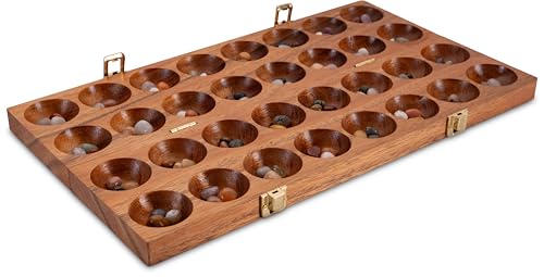 LOGOPLAY Hus Spiel mit Metallverschlüssen – für 2 Spieler – Bao – Kalaha – Mancala - inkl. Edelsteinen