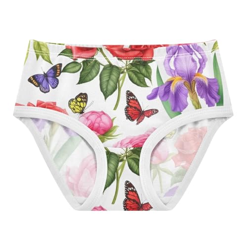 Cotton Toddler Girls Underwear Watercolor Pink Purple Peonies White Panties for Girl Cartoon Briefs Underpants 2t